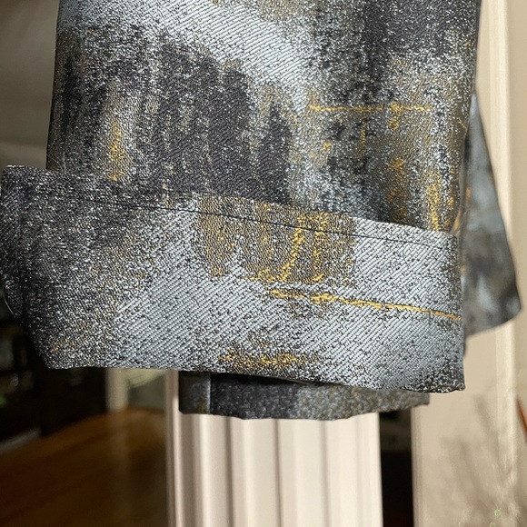 Cold water Creek women’s size L , open blue, black and yellow Jacquard Jacket - Picture 4 of 6